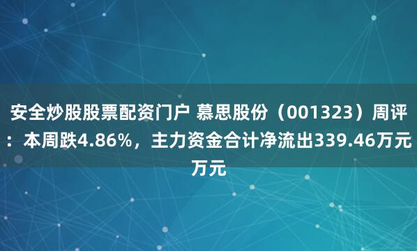 安全炒股股票配资门户 慕思股份（001323）周评：本周跌4.86%，主力资金合计净流出339.46万元